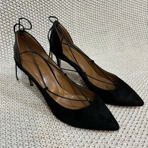 Aquazzura Black Lace-Up Heels